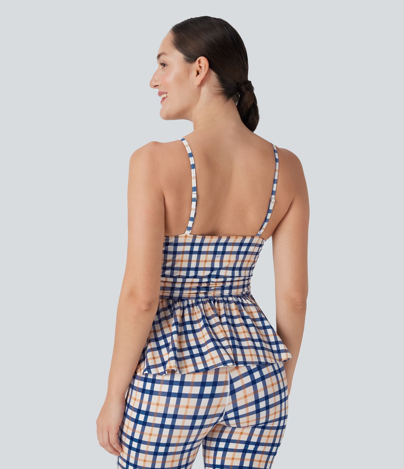 Ruffle Hem Plaid InstantCool Yoga Cami Top Ruffle Hem Plaid InstantCool Yoga Cami Top