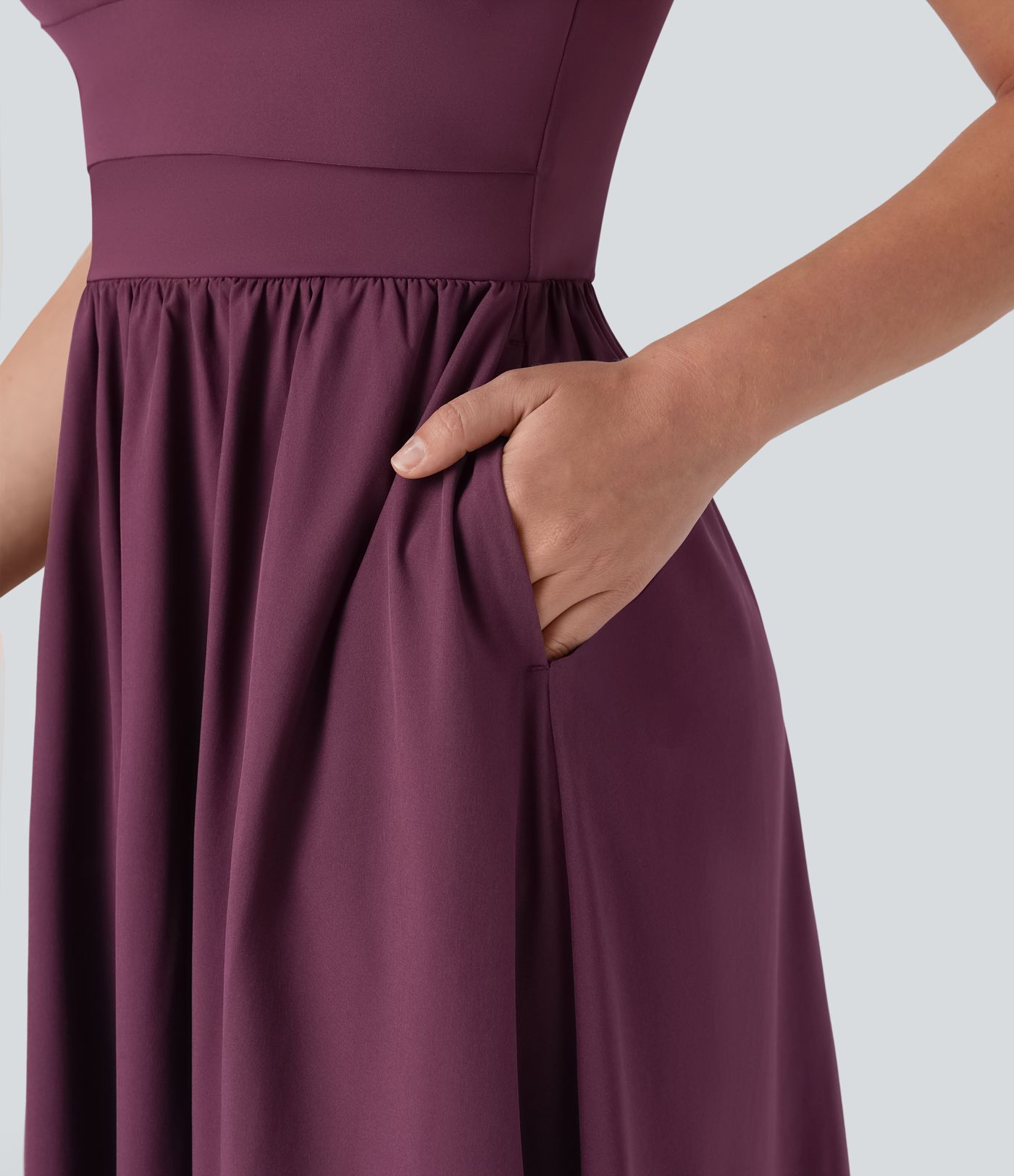 Breezeful™ Push Up Flowy Quick Dry Maxi Casual Dress with Pockets D-F Cups