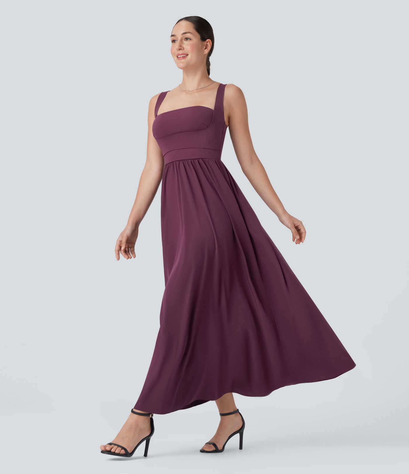 Breezeful™ Push Up Flowy Quick Dry Maxi Casual Dress with Pockets D-F Cups