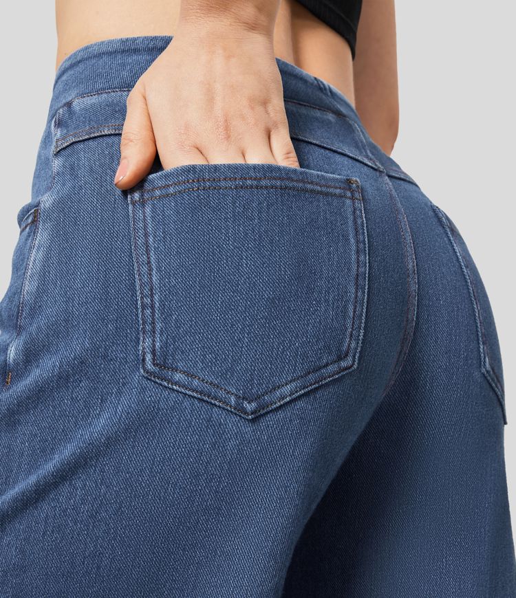 Halara Flex™ Denim Heat High Waisted Pockets Wide Leg Casual Jeans
