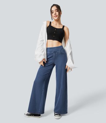 Halara Flex™ Denim Heat High Waisted Pockets Wide Leg Casual Jeans