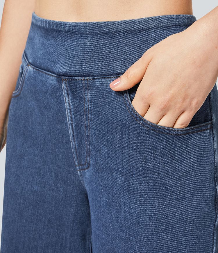 Halara Flex™ Denim Heat High Waisted Pockets Wide Leg Casual Jeans