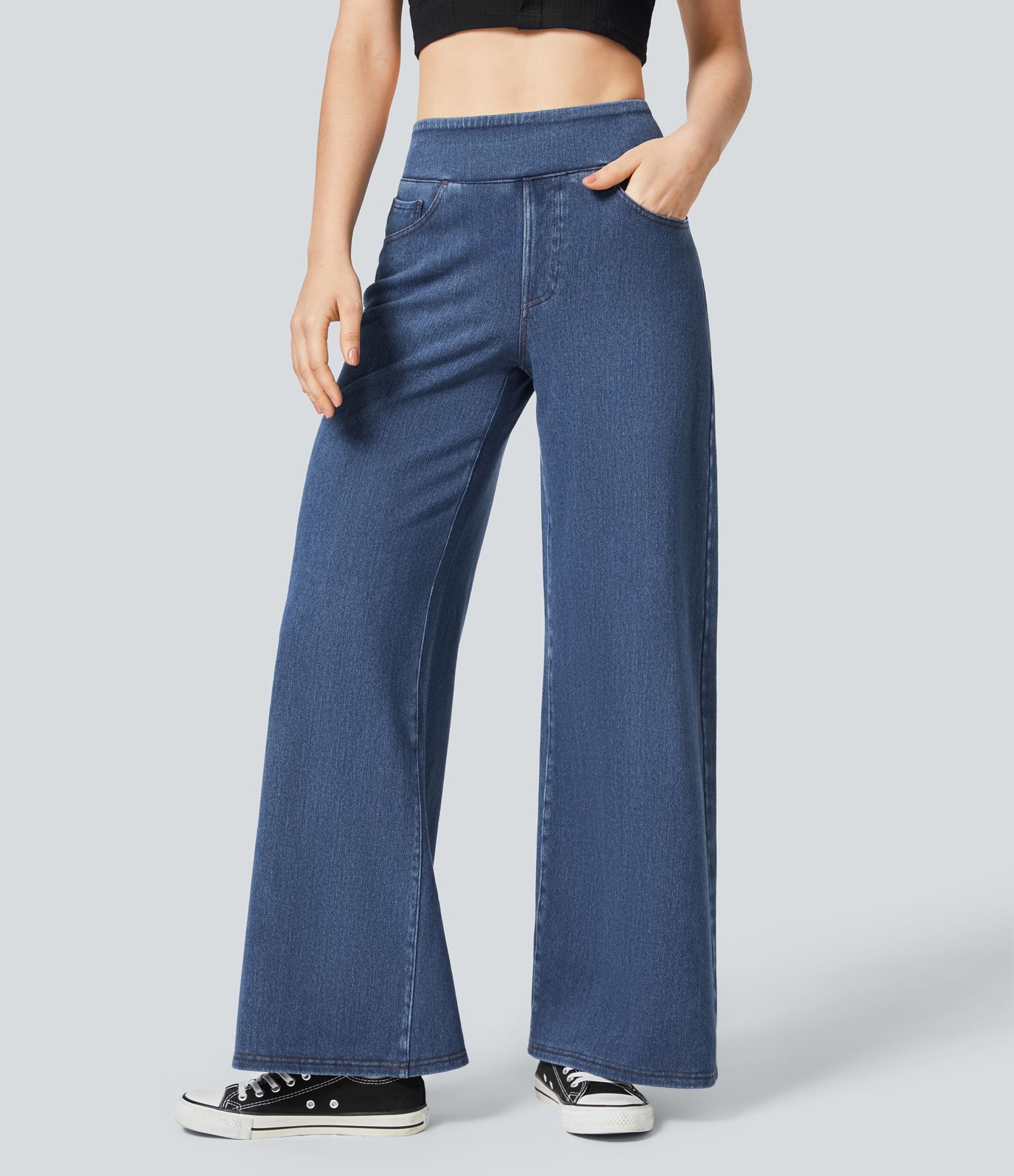 Halara Flex™ Denim Heat High Waisted Pockets Wide Leg Casual Jeans