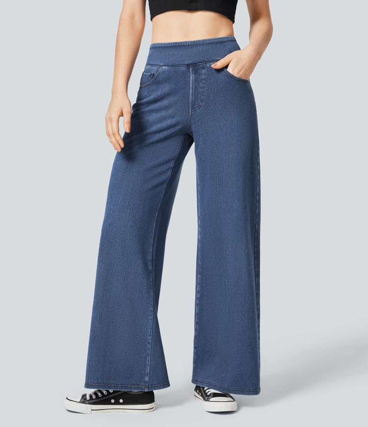 Halara Flex™ Denim Heat High Waisted Pockets Wide Leg Casual Jeans