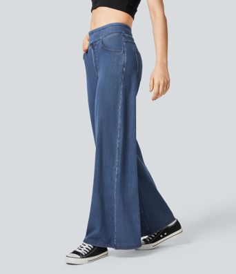 Halara Flex™ Denim Heat High Waisted Pockets Wide Leg Casual Jeans