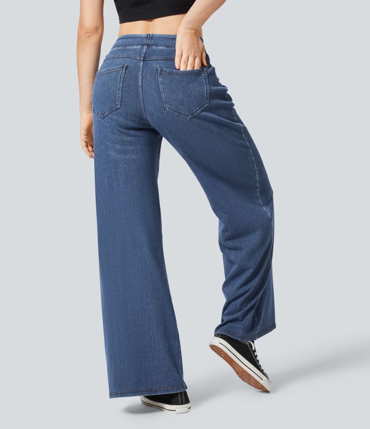 Halara Flex™ Denim Heat High Waisted Pockets Wide Leg Casual Jeans
