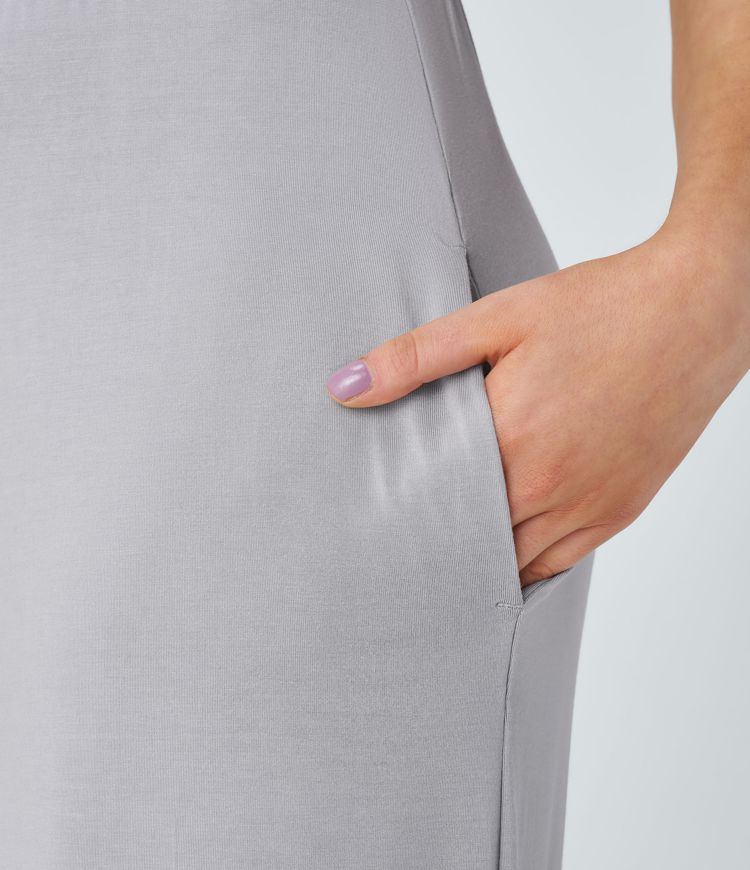 Mono cuello vuelto manga casquillo sin espalda bolsillo lateral retorcido