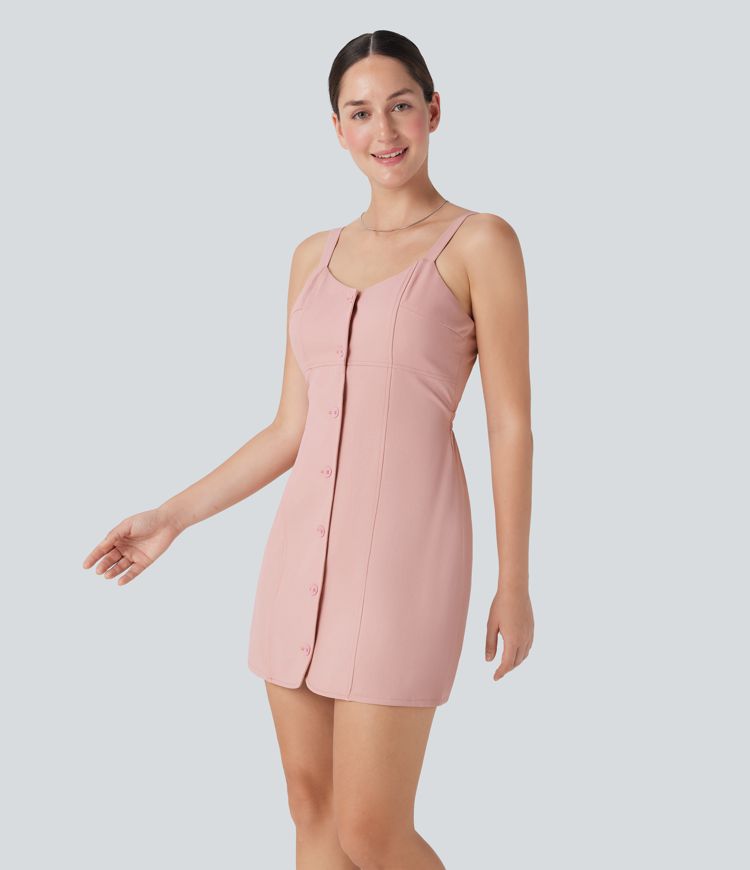 Minivestido casual con botones en la espalda