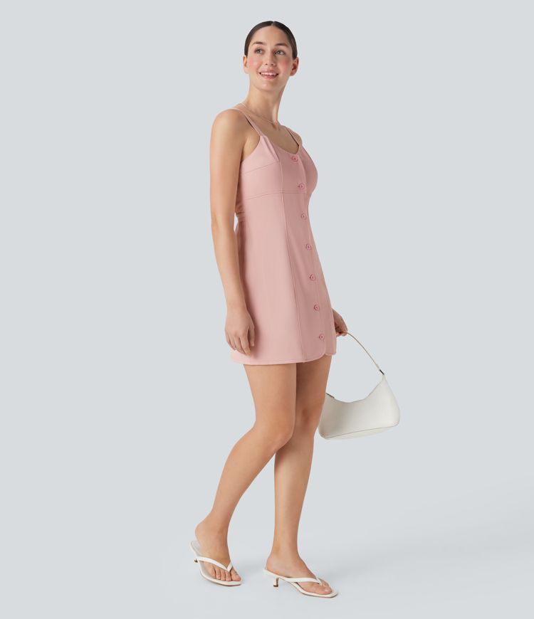 Minivestido casual con botones en la espalda