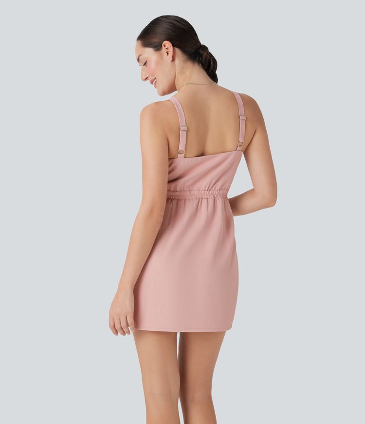 Minivestido casual con botones en la espalda