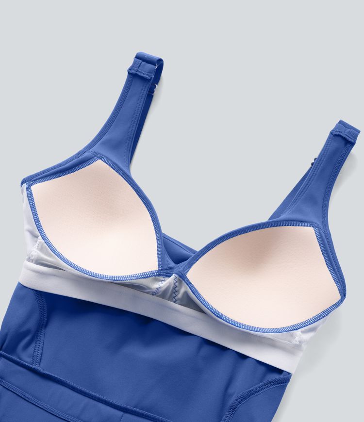 Softlyzero™ Plush - Rückenfreies 2-in-1 Yoga-Aktivkleid mit Seitentaschen, verstellbaren Trägern und geformten Cups -  Easy Peezy