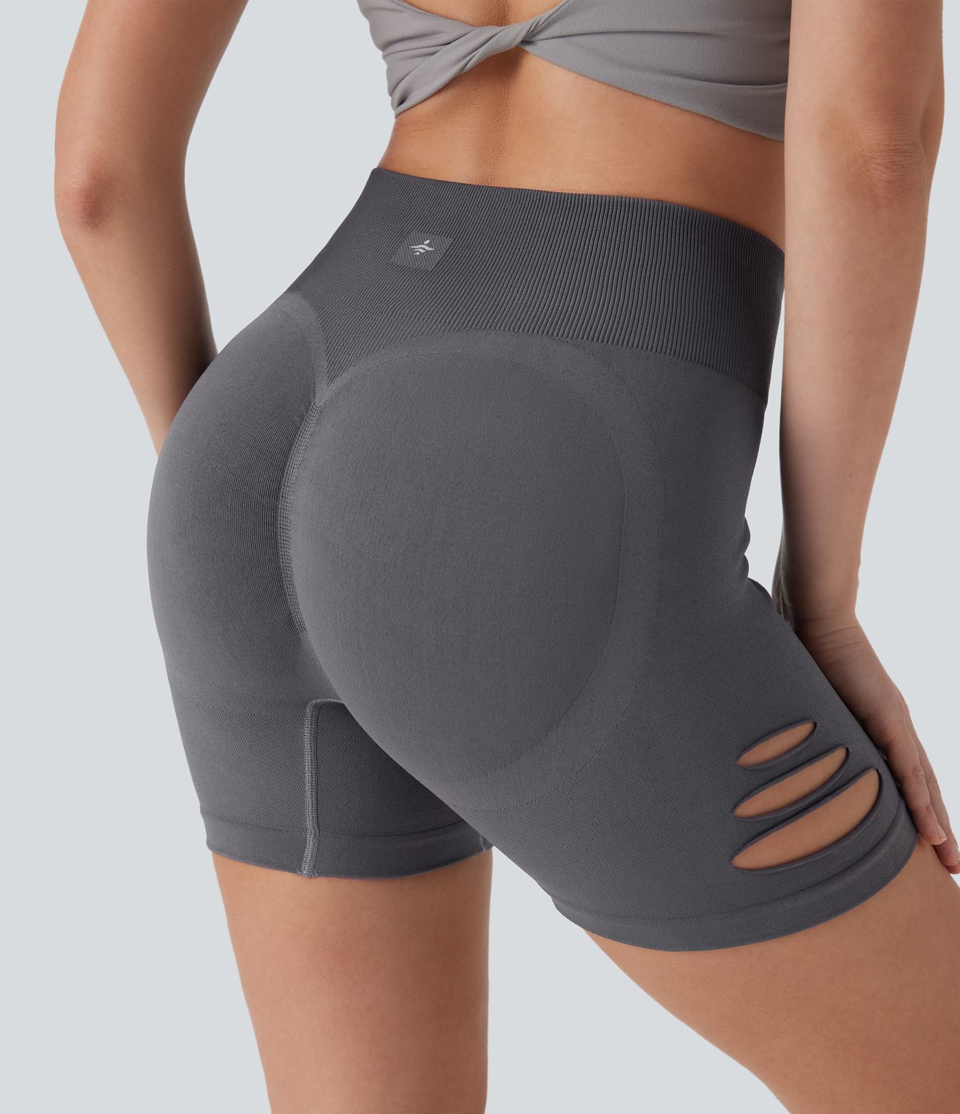 OneForm Seamless Flow High Waisted Cut Out Yoga Biker Shorts 4''