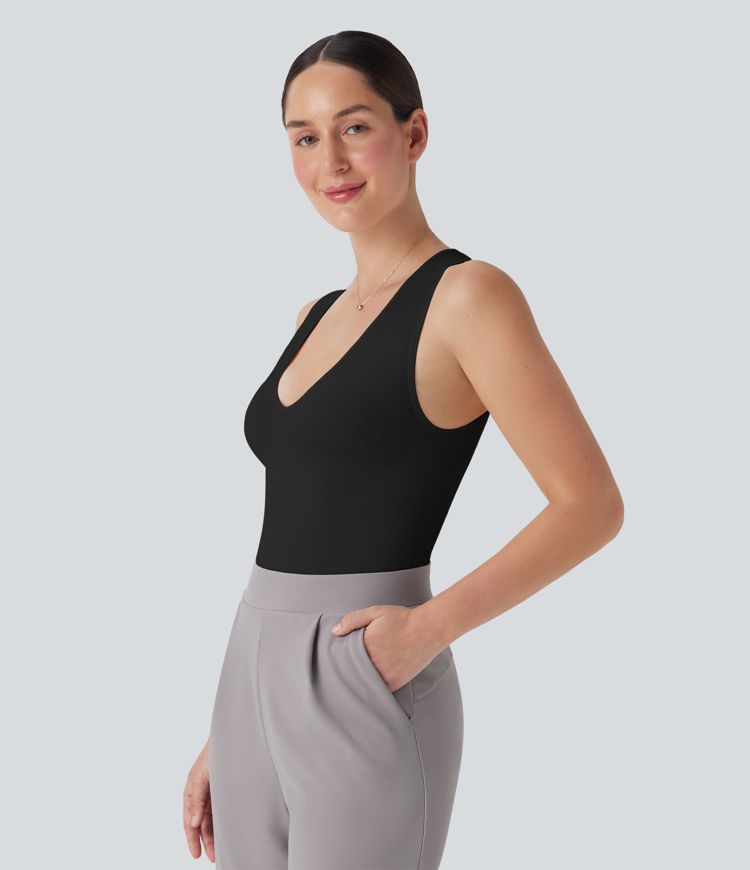 Seamless Flow V Neck Sleeveless Work Shapewear Bodysuit-Easy Peezy Edition