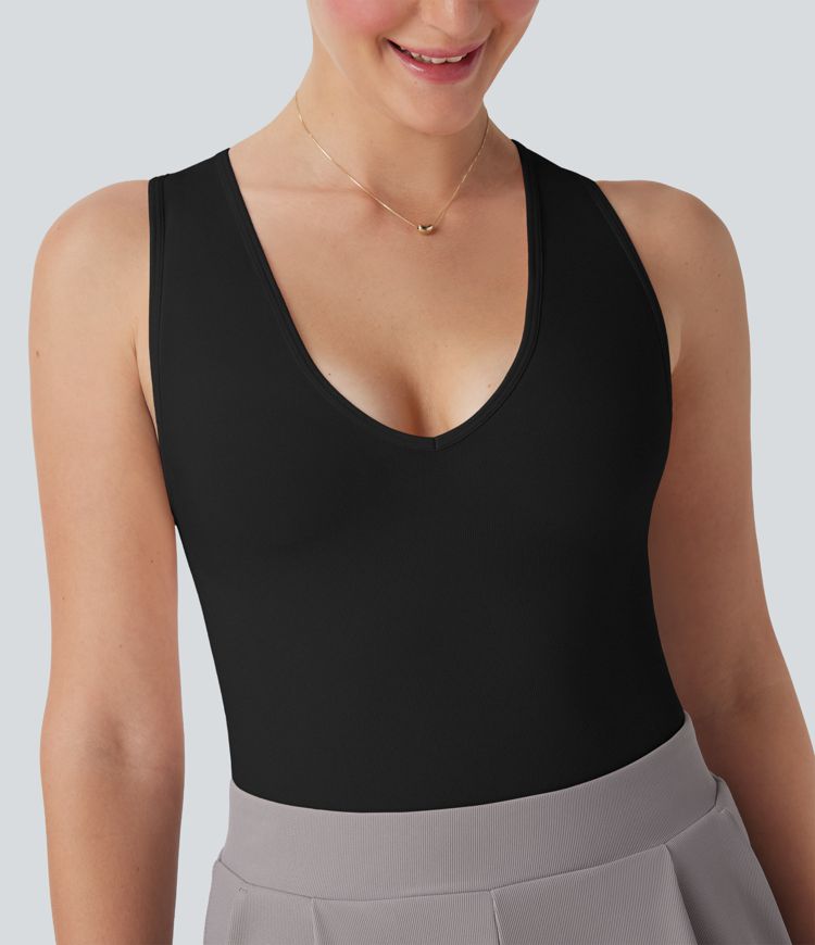 Seamless Flow V Neck Sleeveless Work Shapewear Bodysuit-Easy Peezy Edition