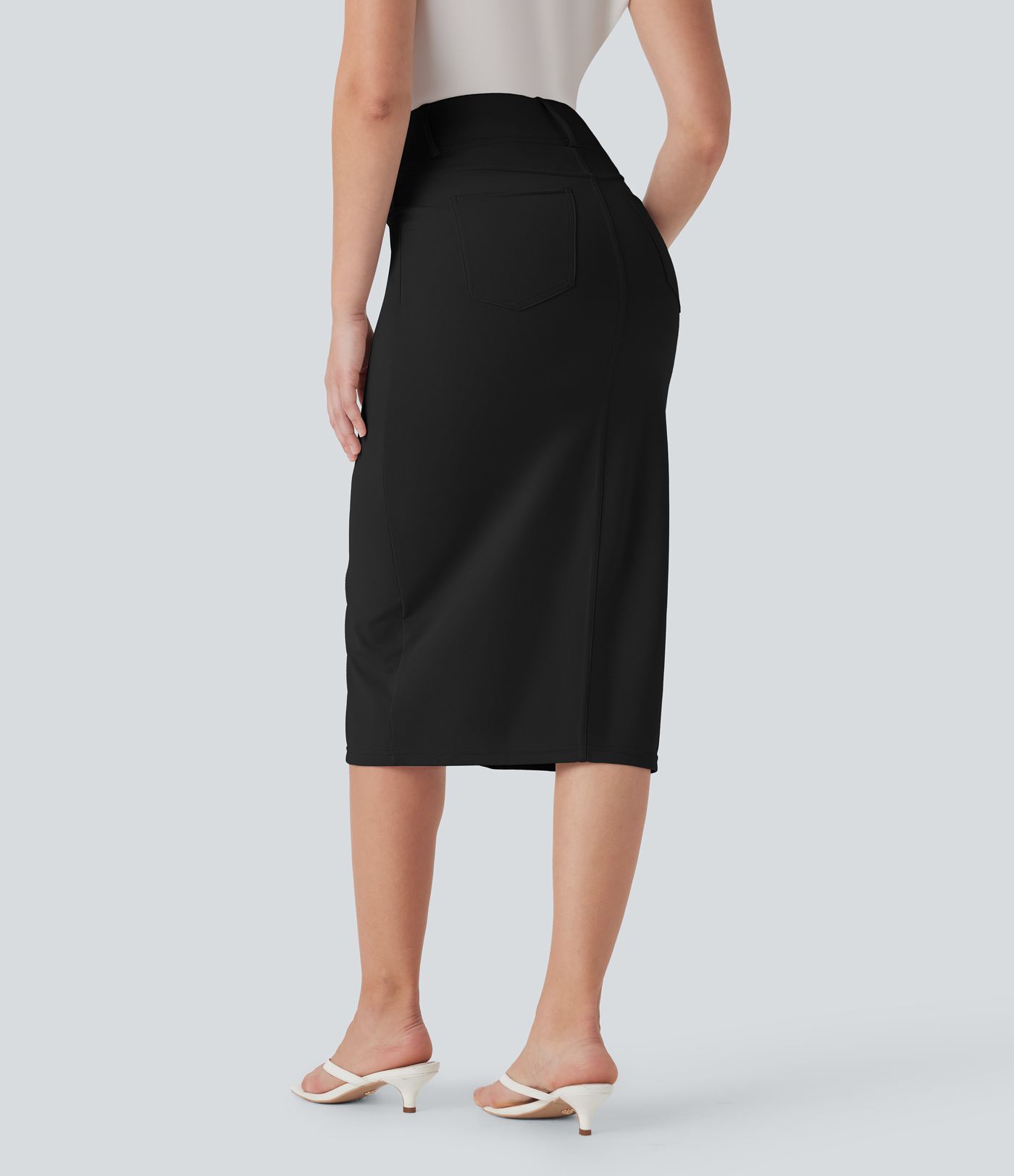 High Waisted Tummy Control Butt Lifting Casual Bodycon Skirt with Built-in Shapewear Shorts