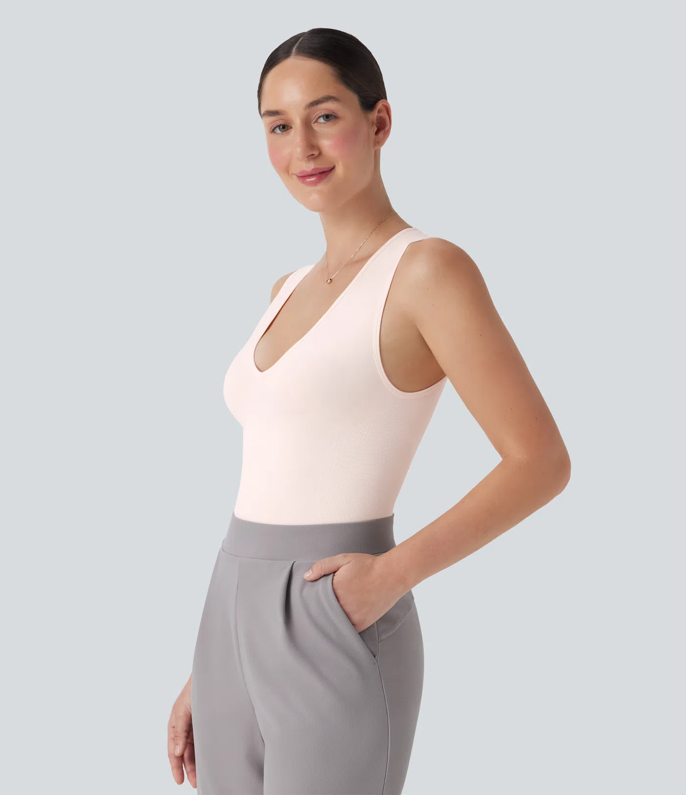 Seamless Flow V Neck Sleeveless Work Shapewear Bodysuit-Easy Peezy Edition