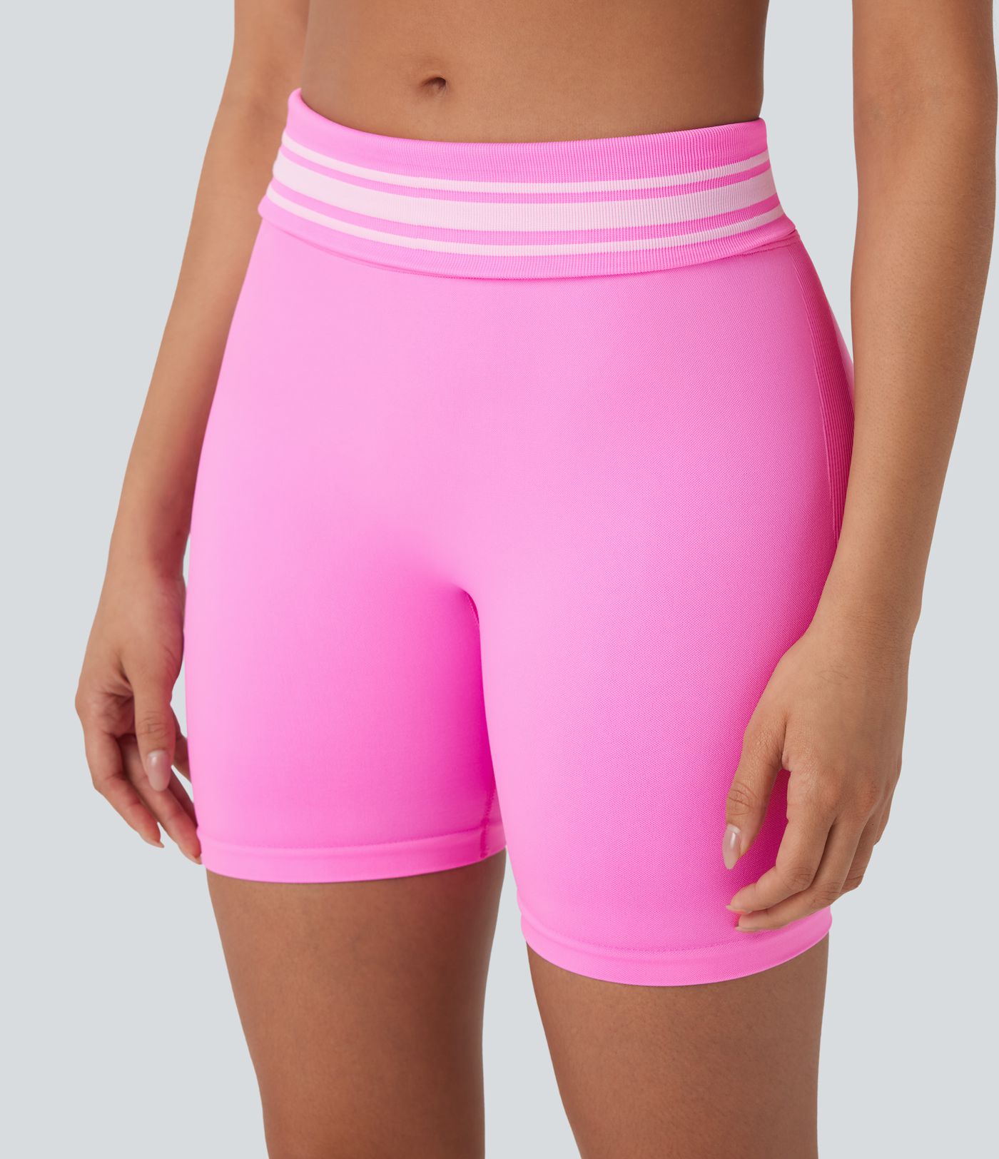 OneForm Seamless Flow Foldover High Waisted Color Block Workout Biker Shorts
