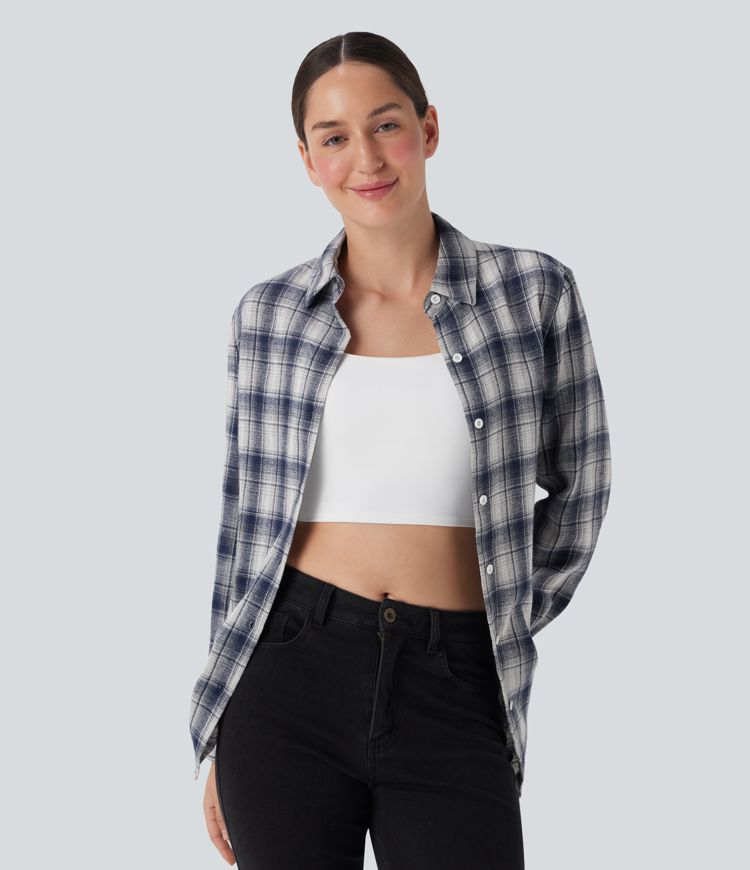 Long Sleeve Plaid Casual Shirt