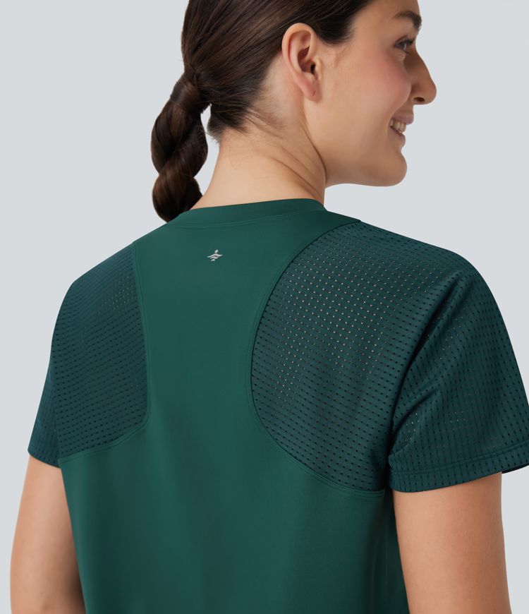 Top deportivo de manga corta cut-out con cortes para running