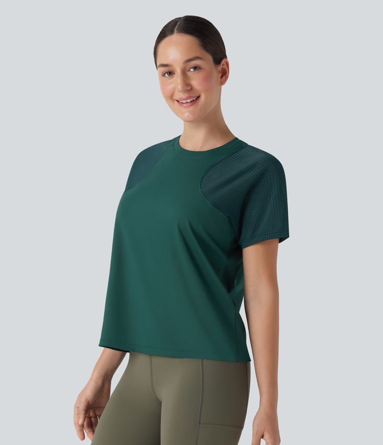 Top deportivo de manga corta cut-out con cortes para running