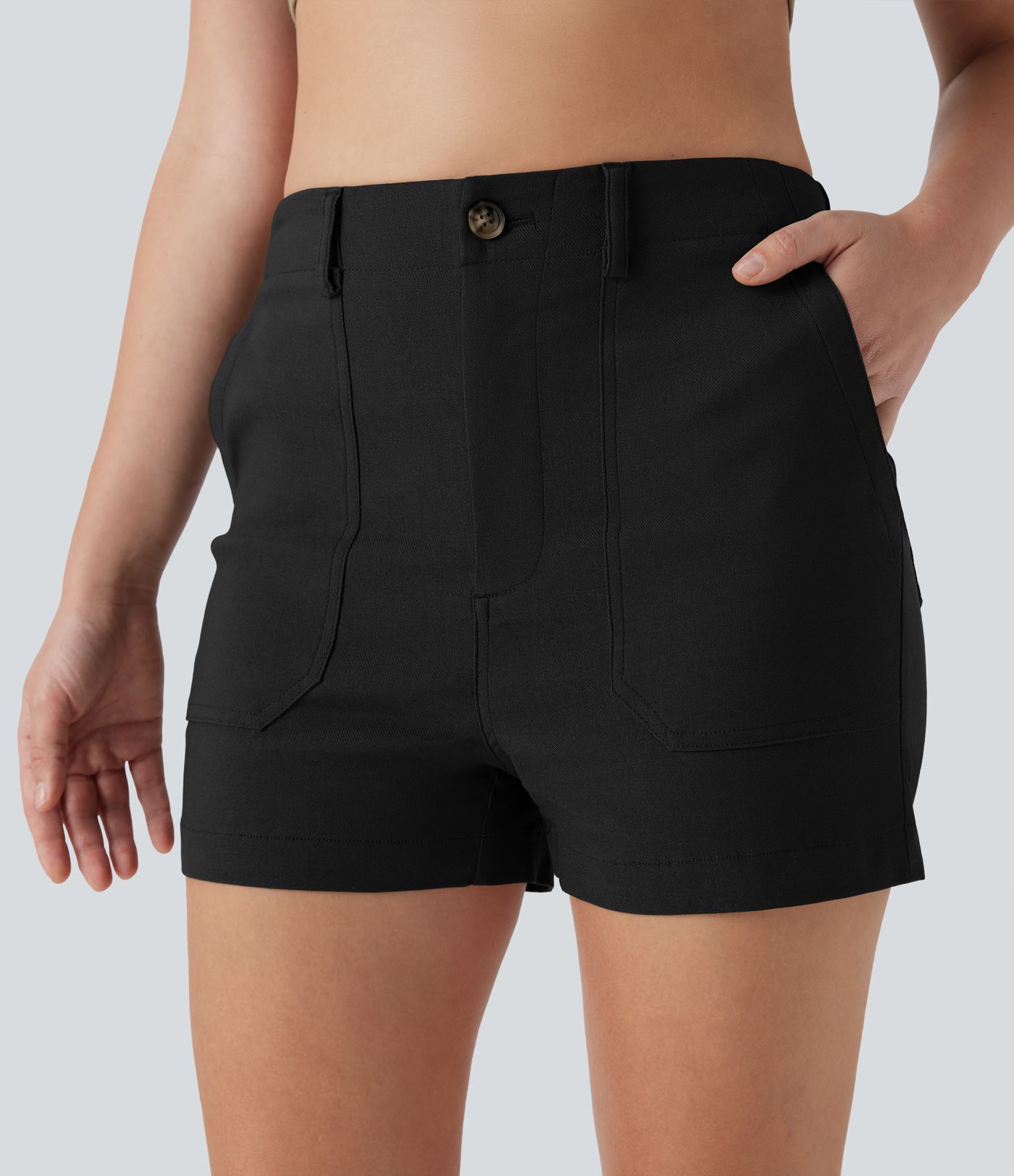 High Waisted Casual Shorts with Pockets