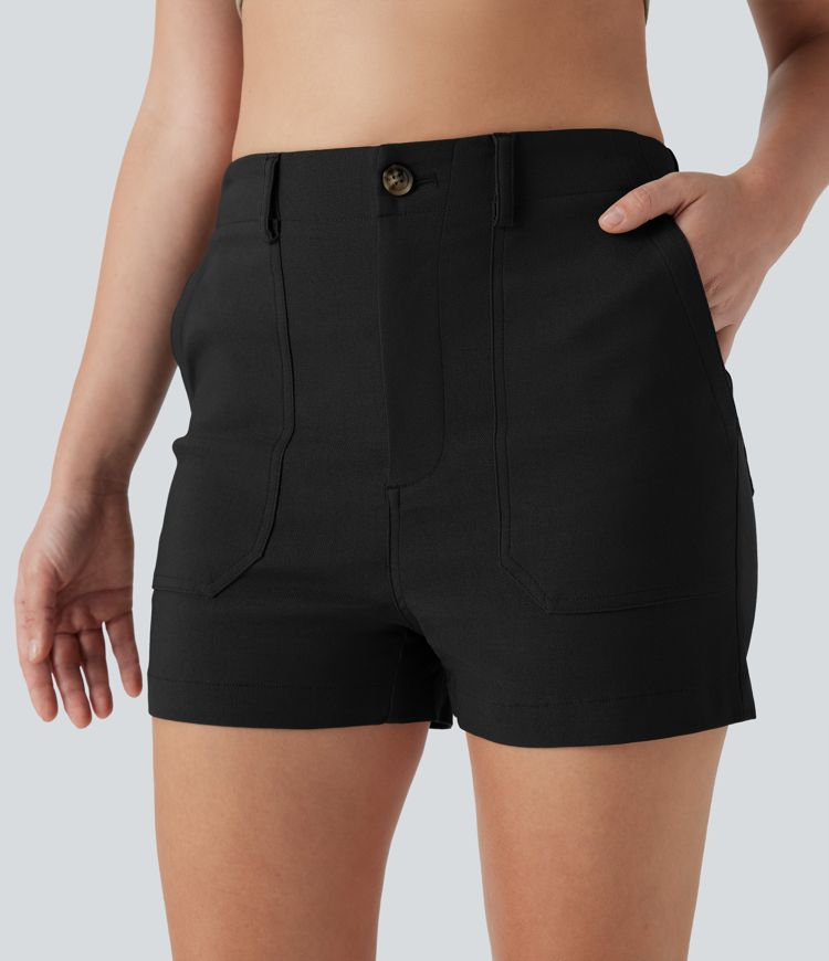 High Waisted Casual Shorts with Pockets