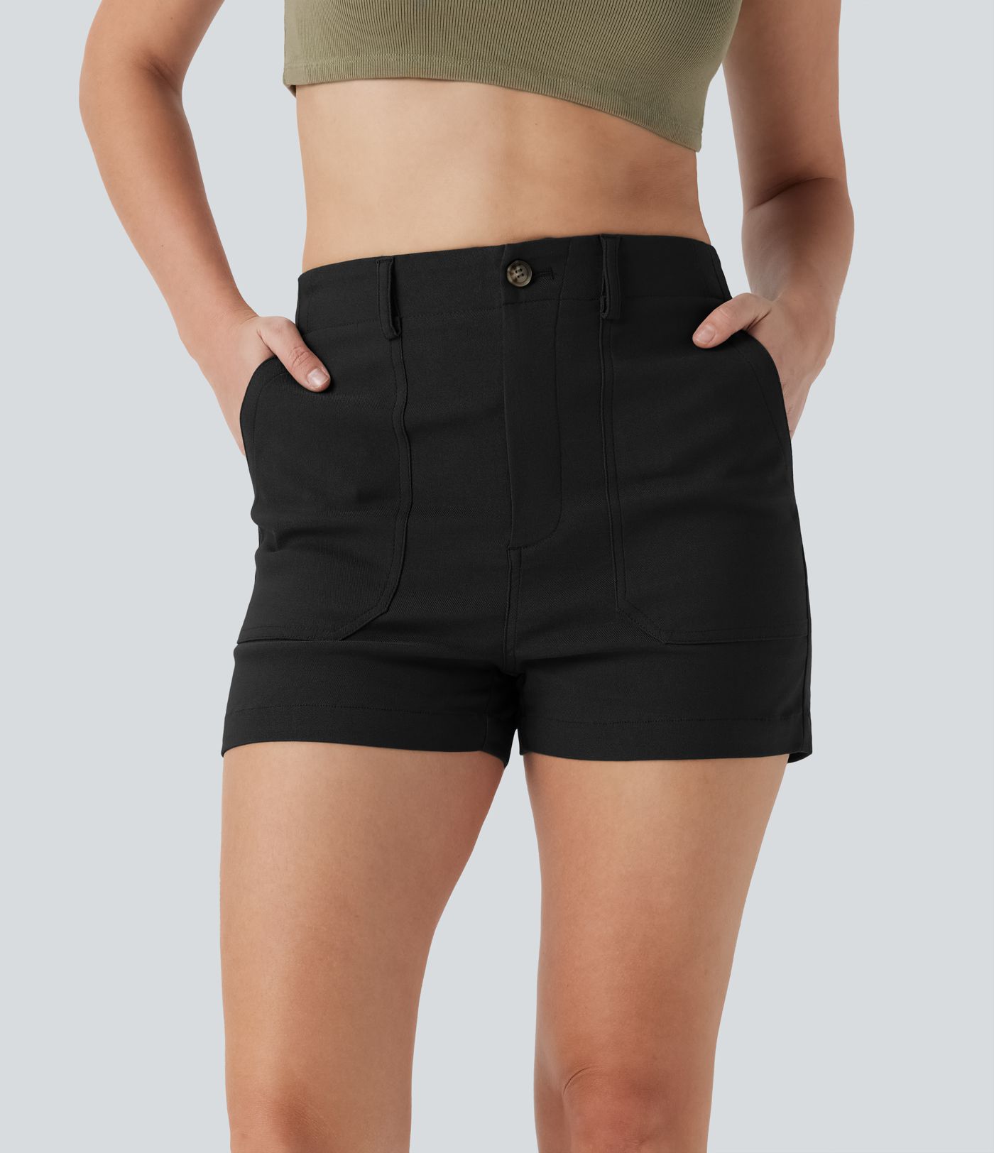 High Waisted Casual Shorts with Pockets