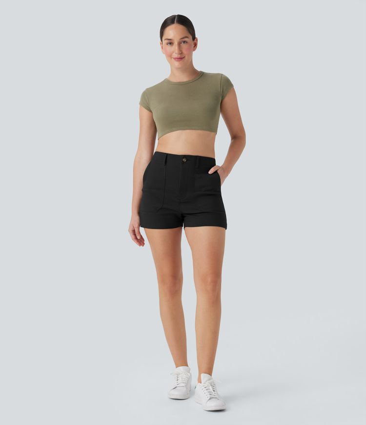 High Waisted Casual Shorts with Pockets