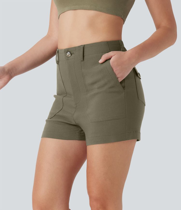 Lässige Shorts mit hohem Bund und mehreren Taschen