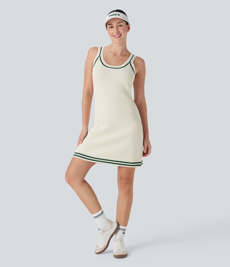 Vestido mini casual de punto con bloques de color y espalda descubierta