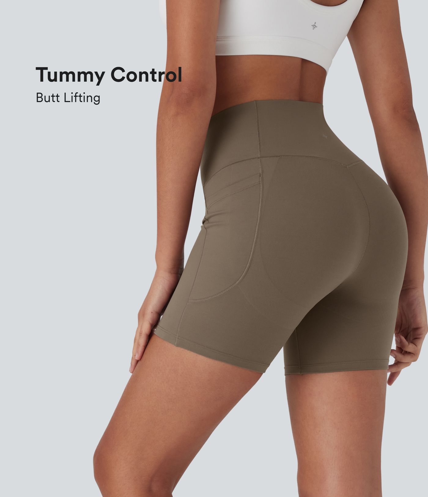 Short cycliste de yoga UltraSculpt™ taille haute gainant avec croisement, effet rehaussant et poches 12,5 cm