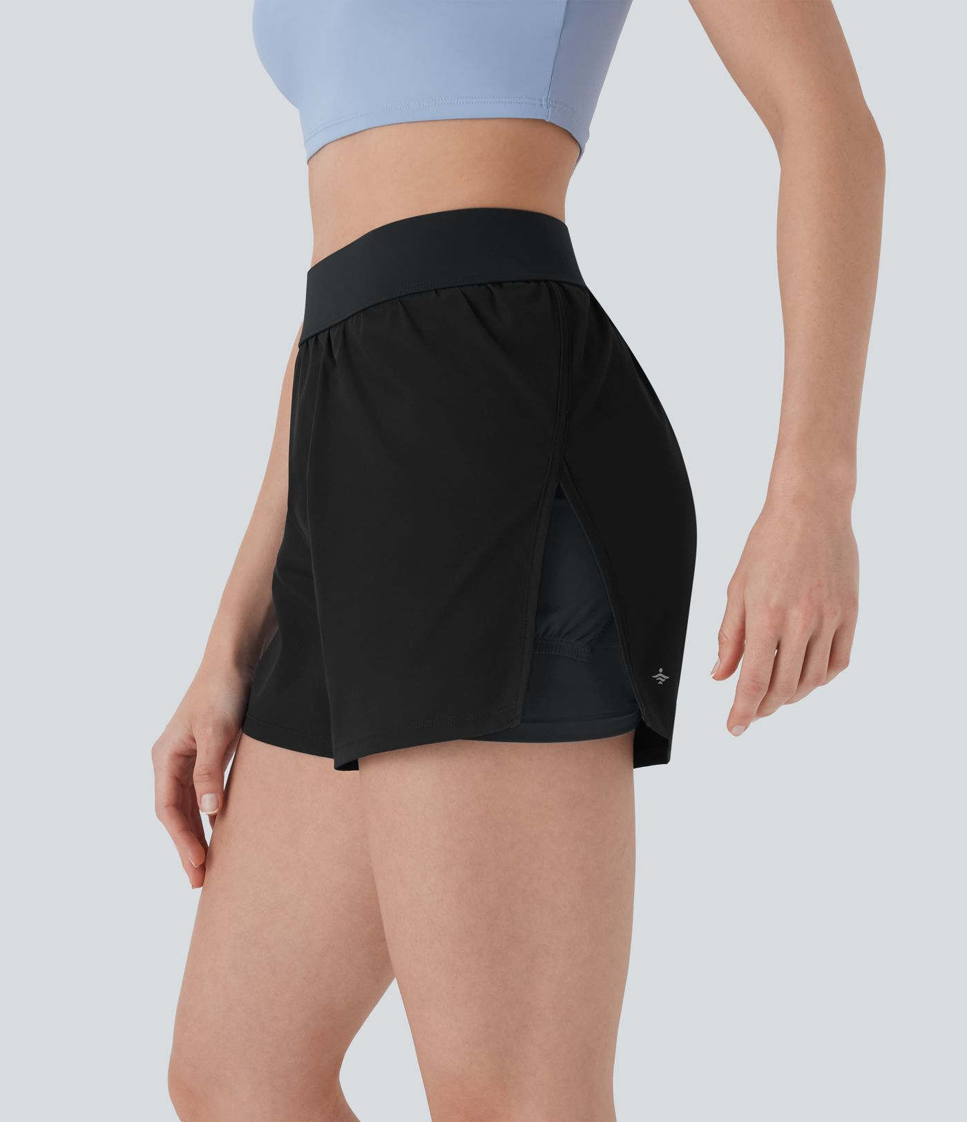 Shorts de tennis 2-en-1 à taille mi-haute avec poches