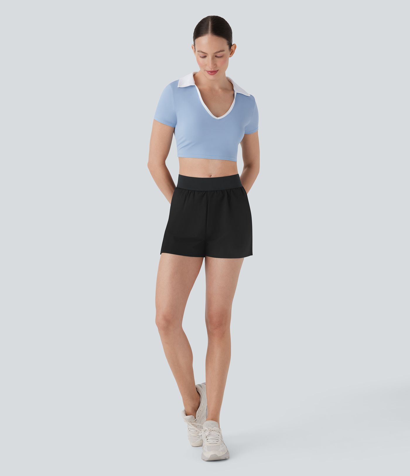 Shorts de tennis 2-en-1 à taille mi-haute avec poches
