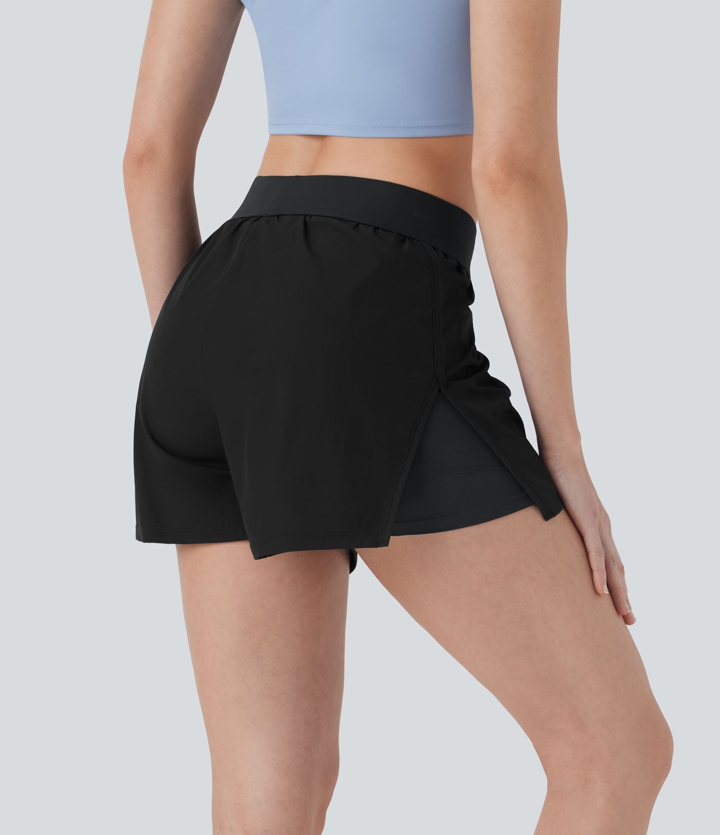Shorts de tennis 2-en-1 à taille mi-haute avec poches