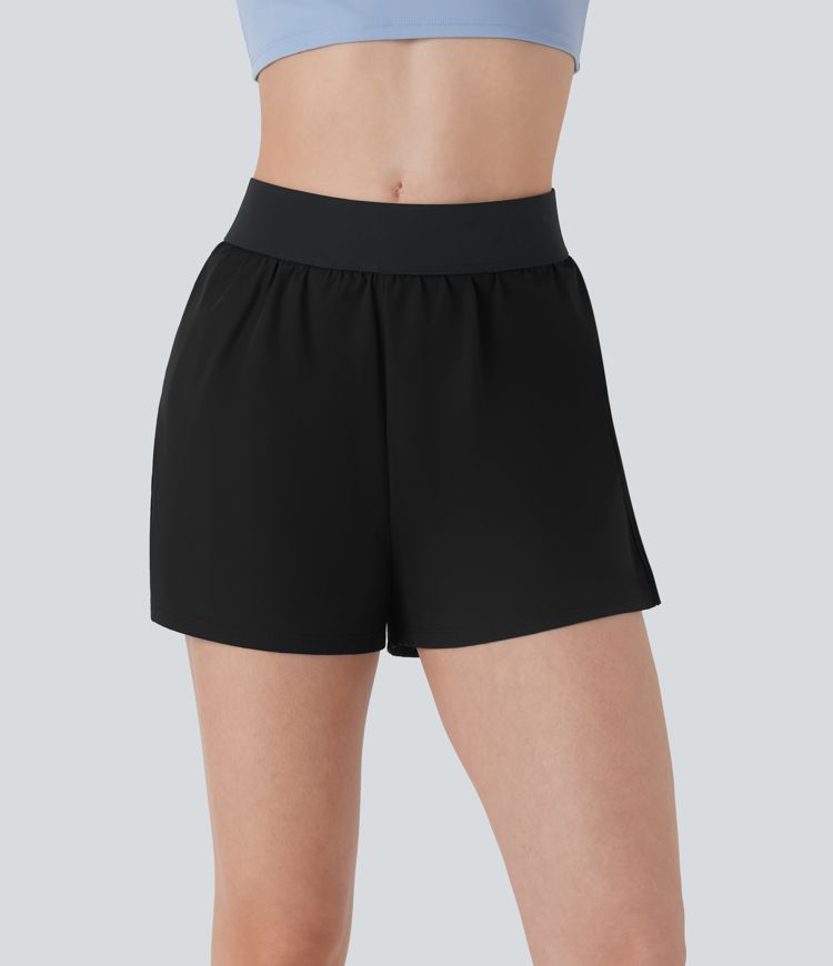 Shorts de tennis 2-en-1 à taille mi-haute avec poches
