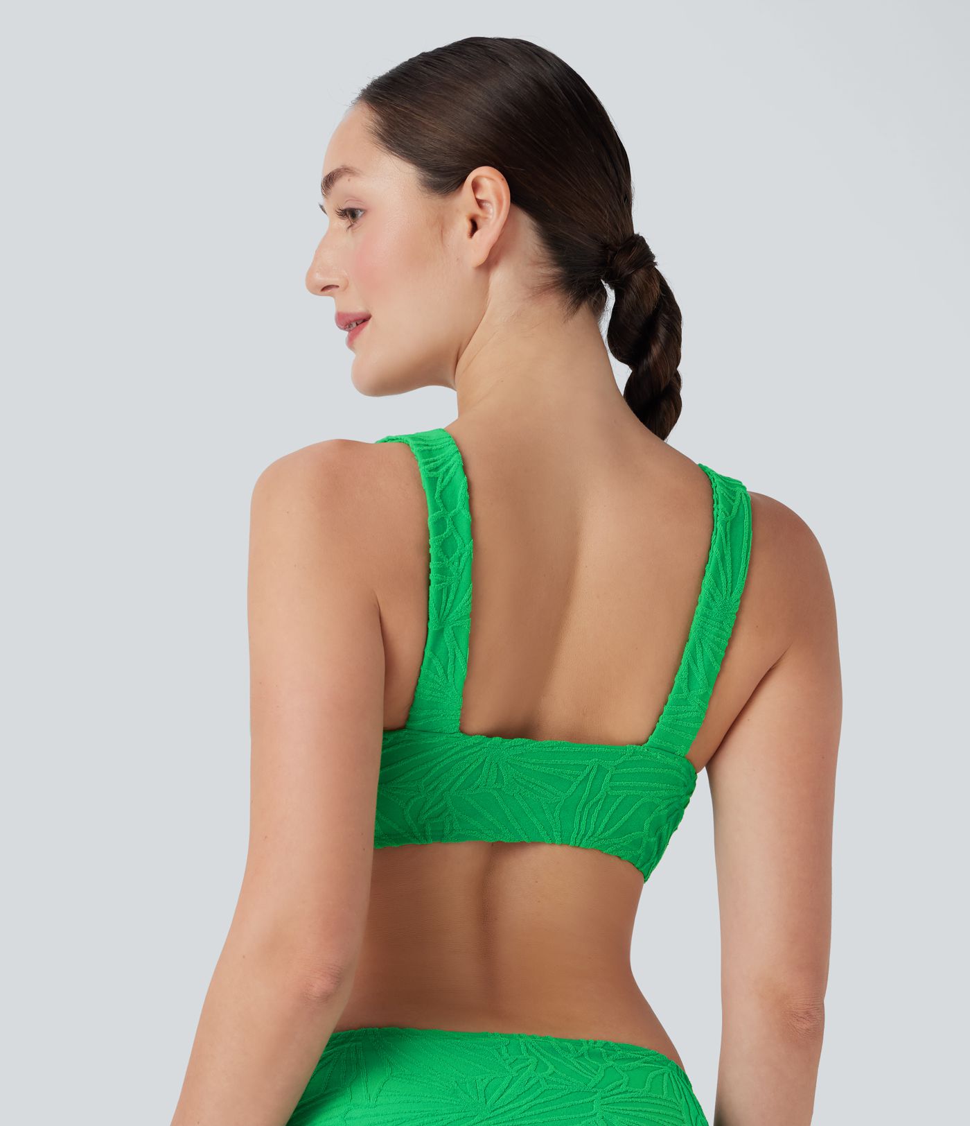 Adjustable Strap Texture Bikini Top Swimsuit