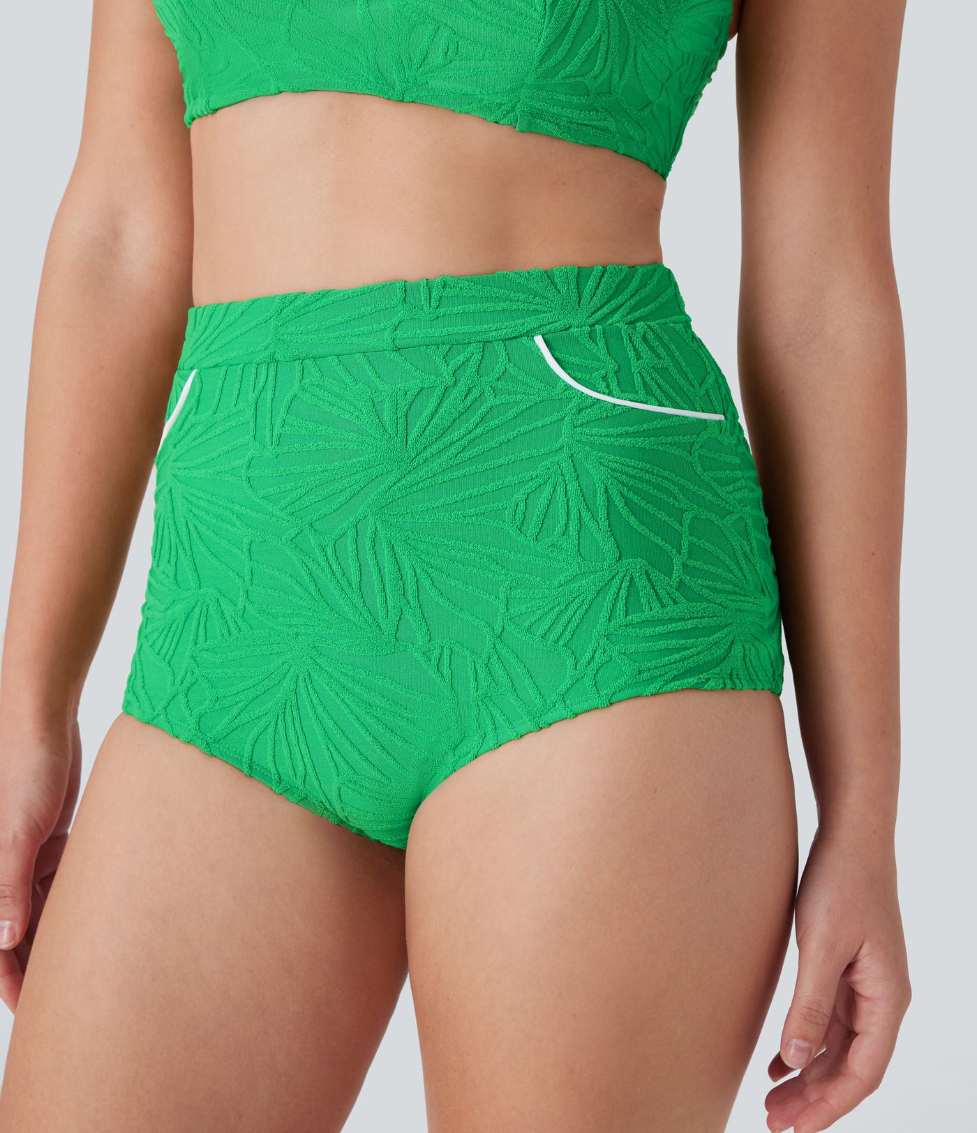 High Waisted Texture Bikini Bottom Swimsuit