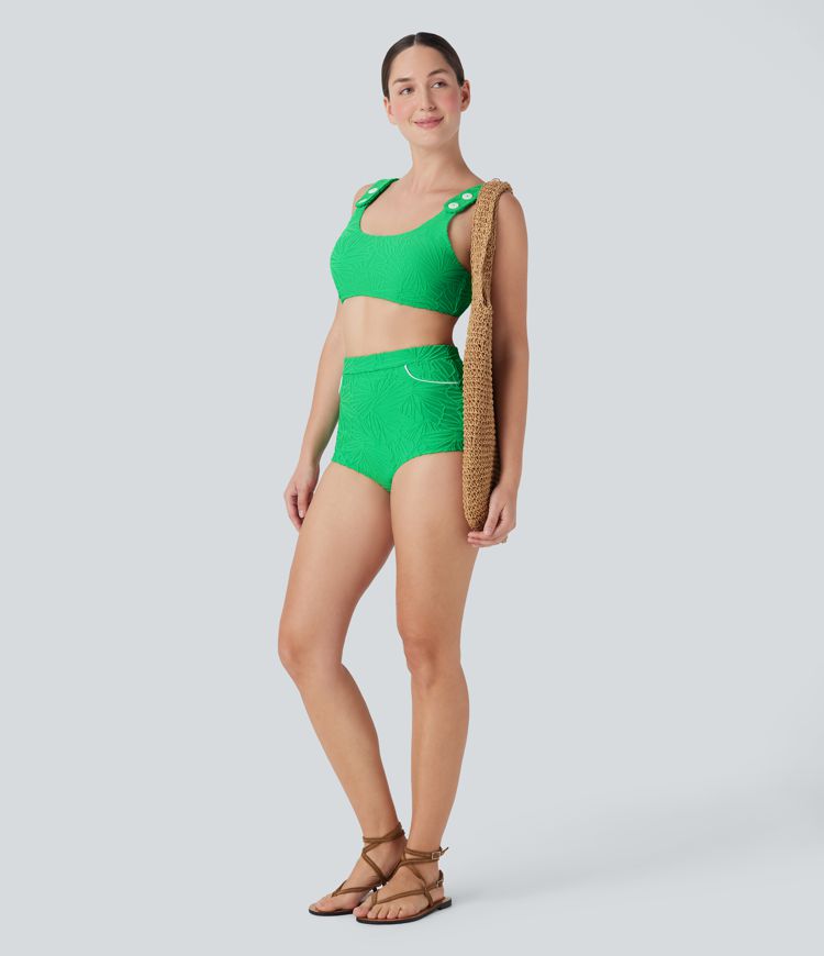 High Waisted Texture Bikini Bottom Swimsuit