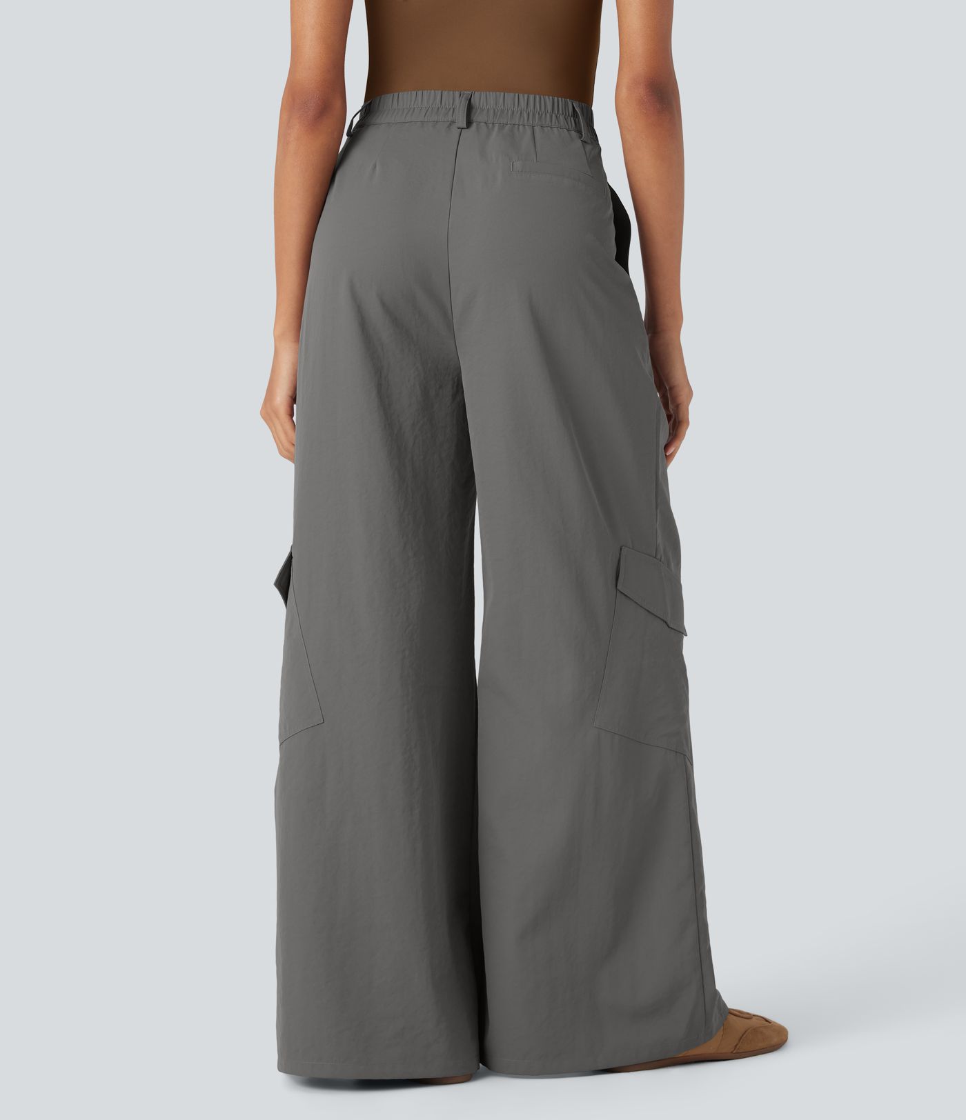Pantalones cargo casuales de talle alto con bolsillos