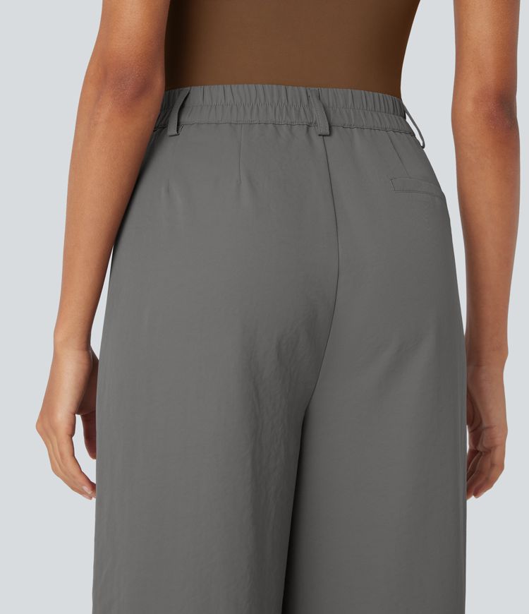 High Waisted Wide Leg Casual Cargo Pants with Pockets