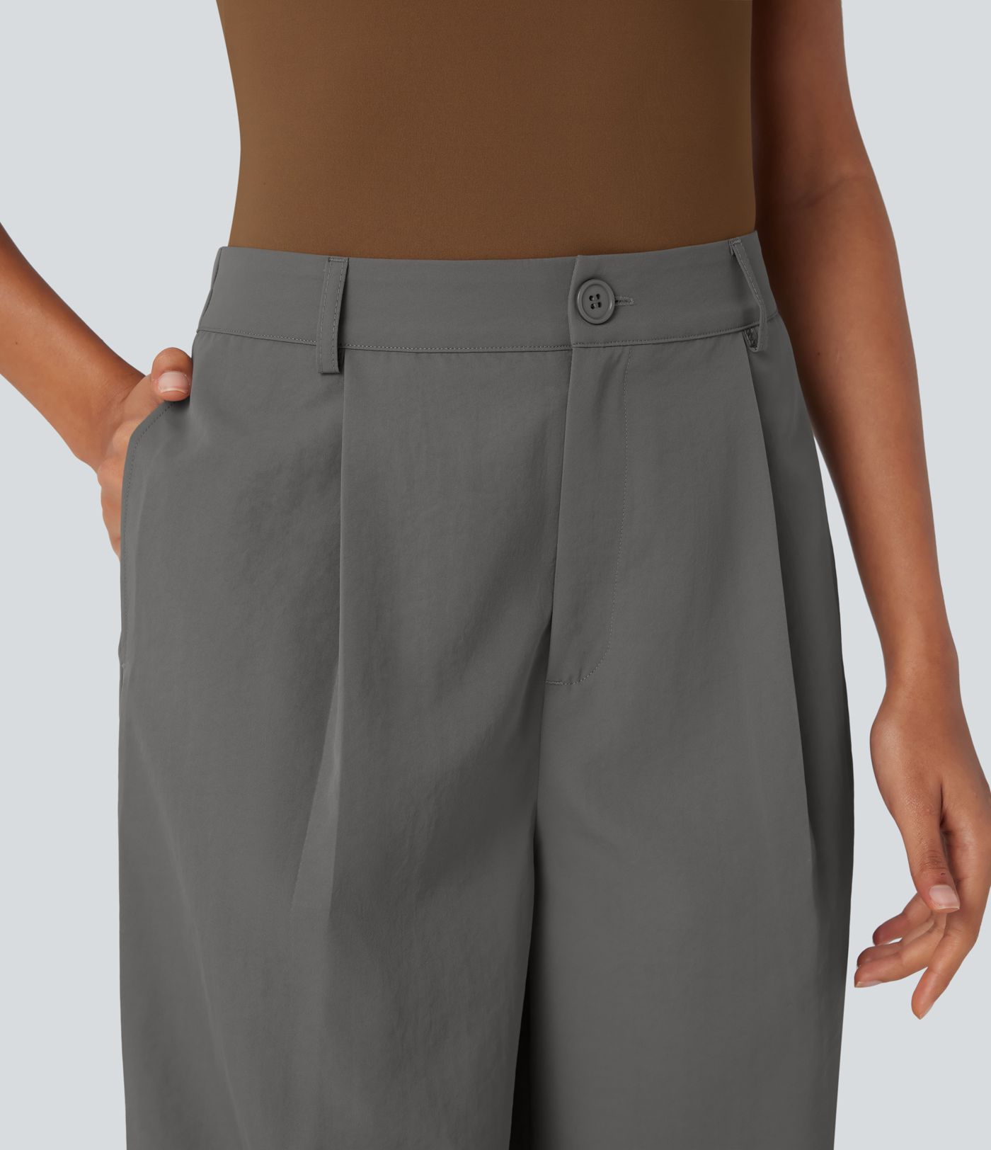 Pantalones cargo casuales de talle alto con bolsillos