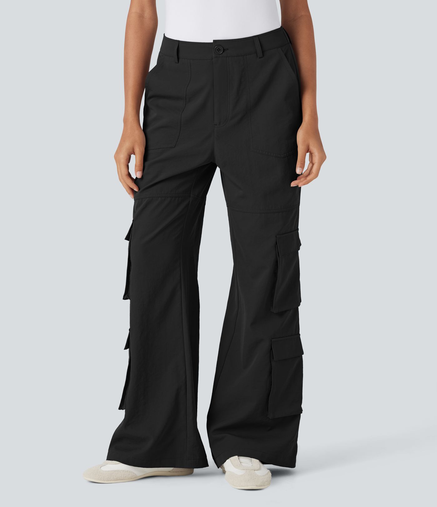 Mid Rise Casual Cargo Trousers with Multiple Pockets