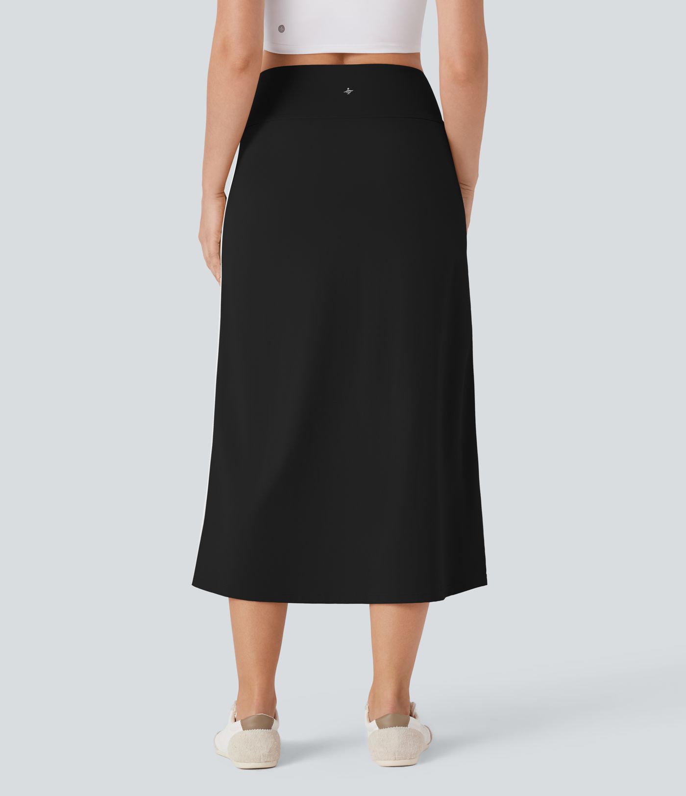SoftlyZero™ QuickDry High Waisted Tummy Control 2-in-1 Color Block Midi Workout Skirt with Pockets