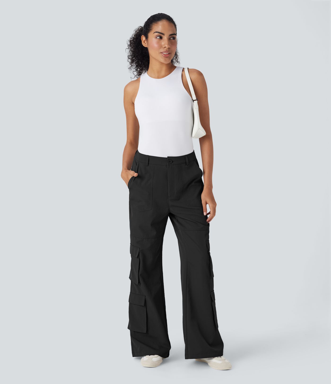 Mid Rise Casual Cargo Trousers with Multiple Pockets