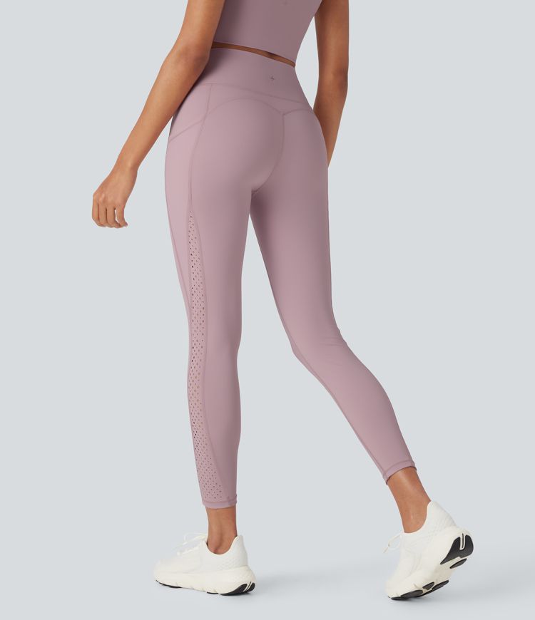 Halara UltraSculpt™ - Perforierte Yoga-Leggings mit hohem Bund, Seitentaschen, Bauchkontrolle und Cool-Touch - schnelltrocknend, UPF50+