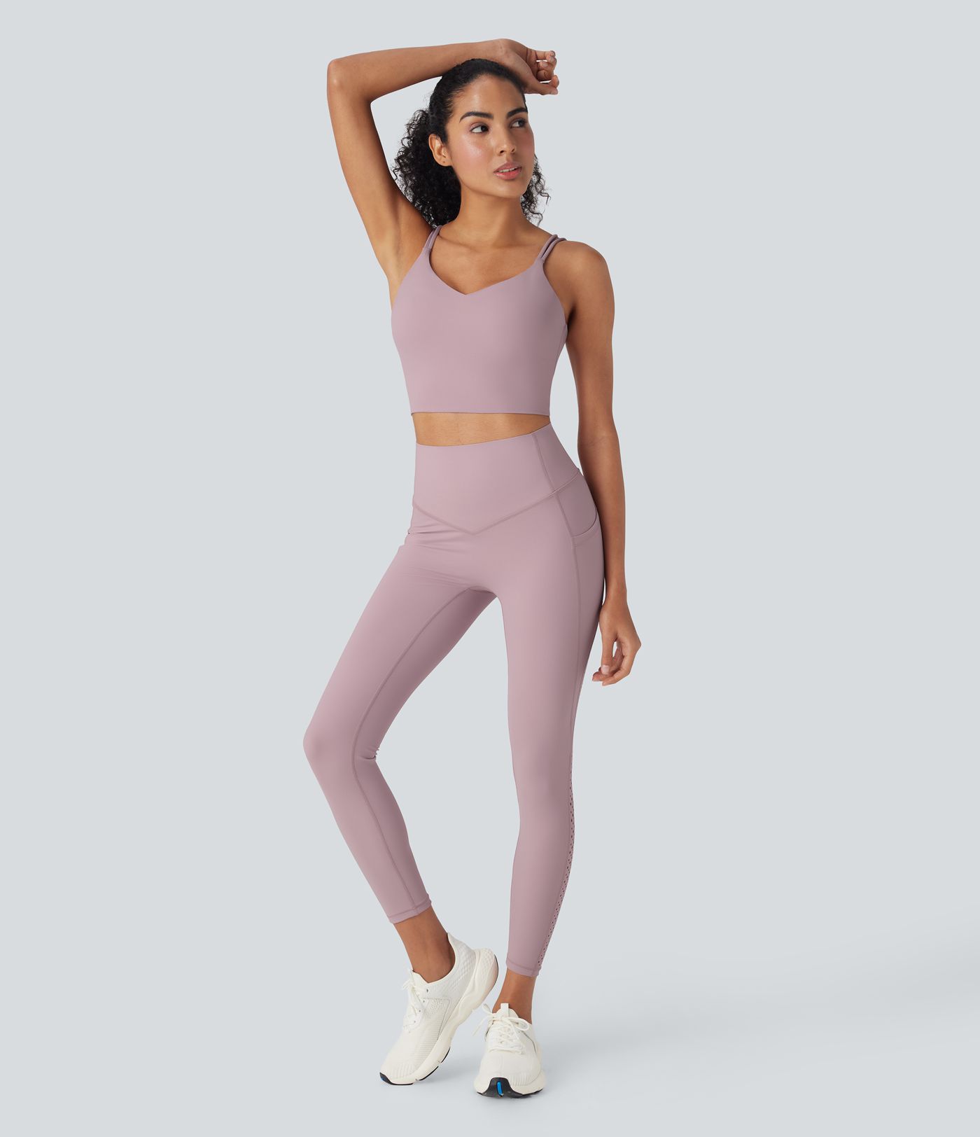 Halara UltraSculpt™ - Perforierte Yoga-Leggings mit hohem Bund, Seitentaschen, Bauchkontrolle und Cool-Touch - schnelltrocknend, UPF50+