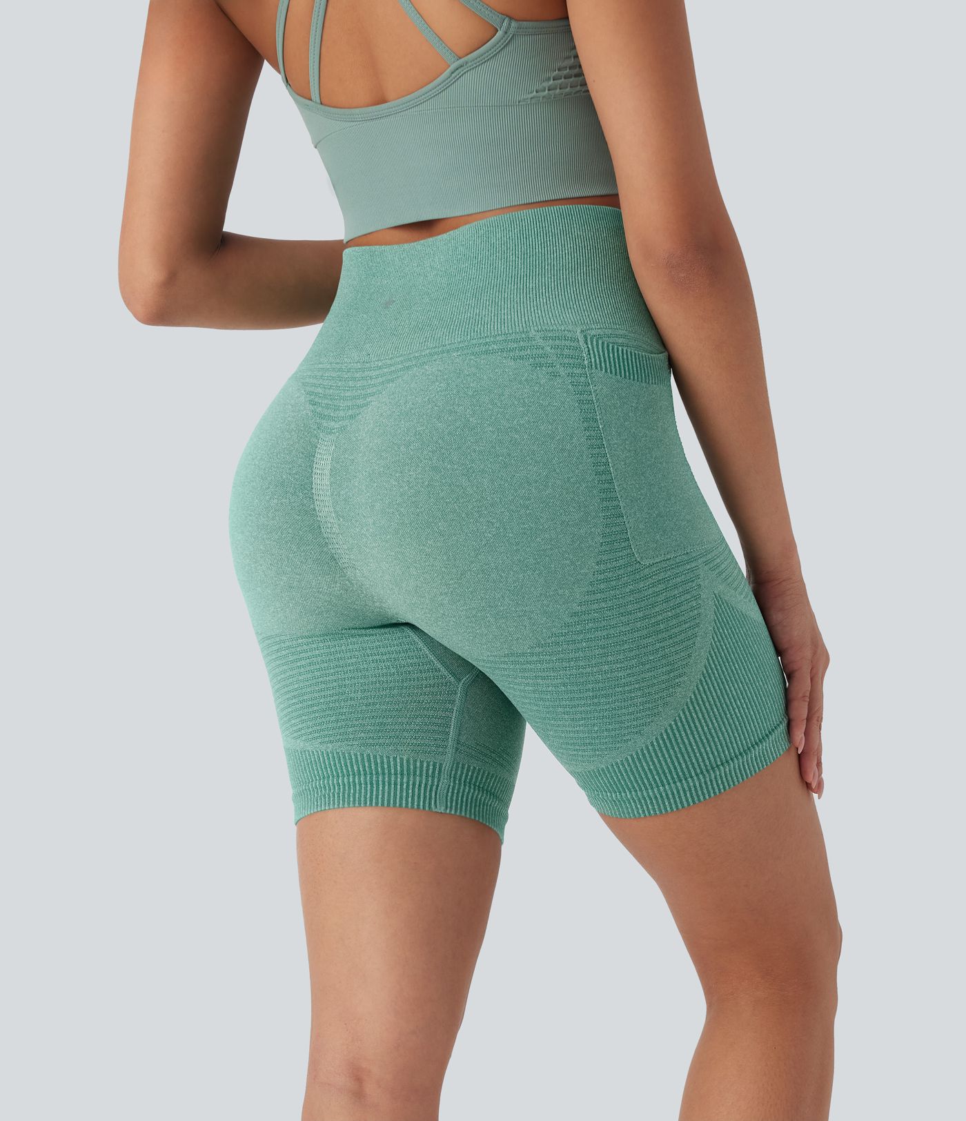 OneForm Seamless Flow High Waisted Yoga Biker Shorts 7'' with Pockets