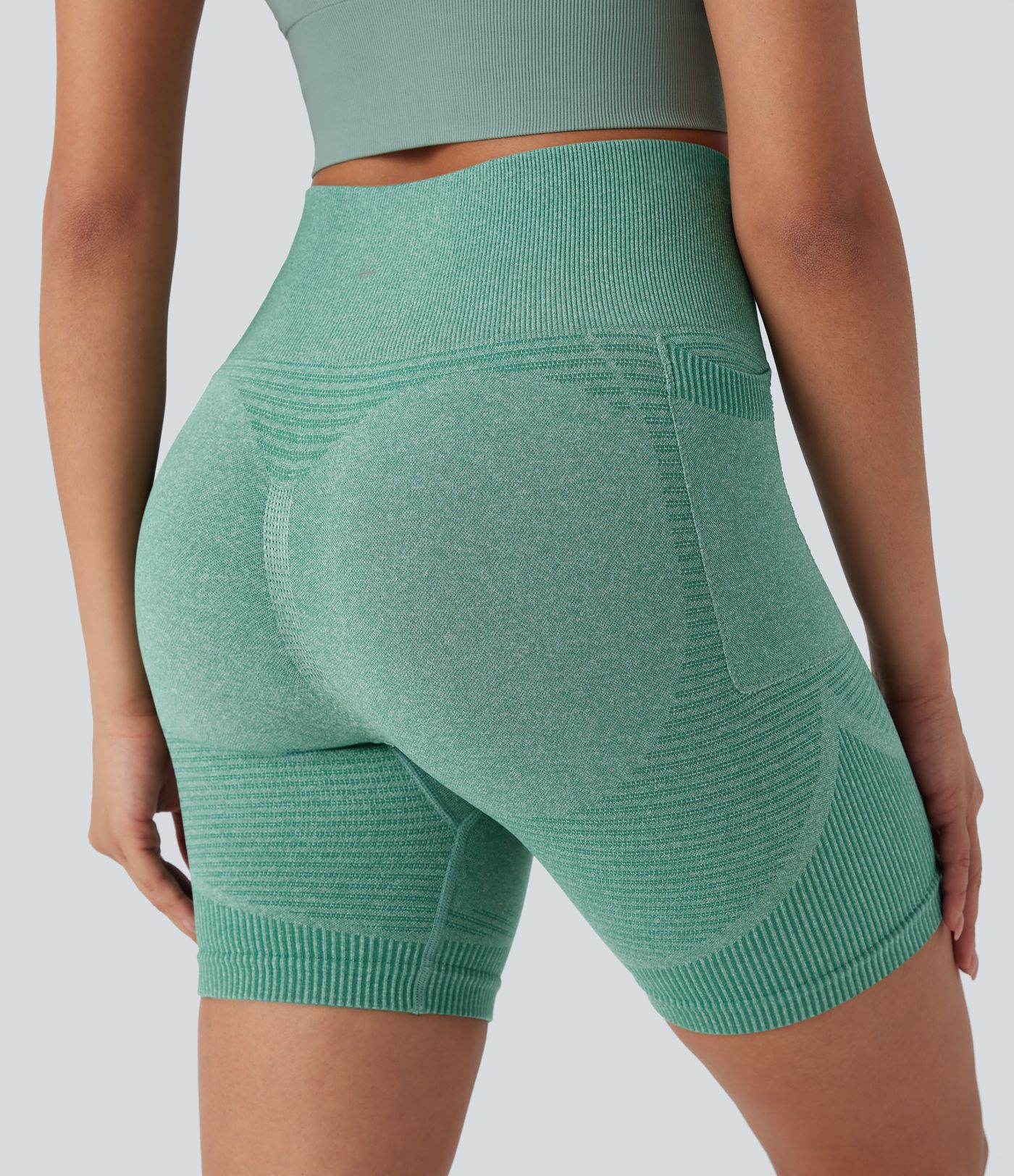OneForm Seamless Flow High Waisted Yoga Biker Shorts 7'' with Pockets
