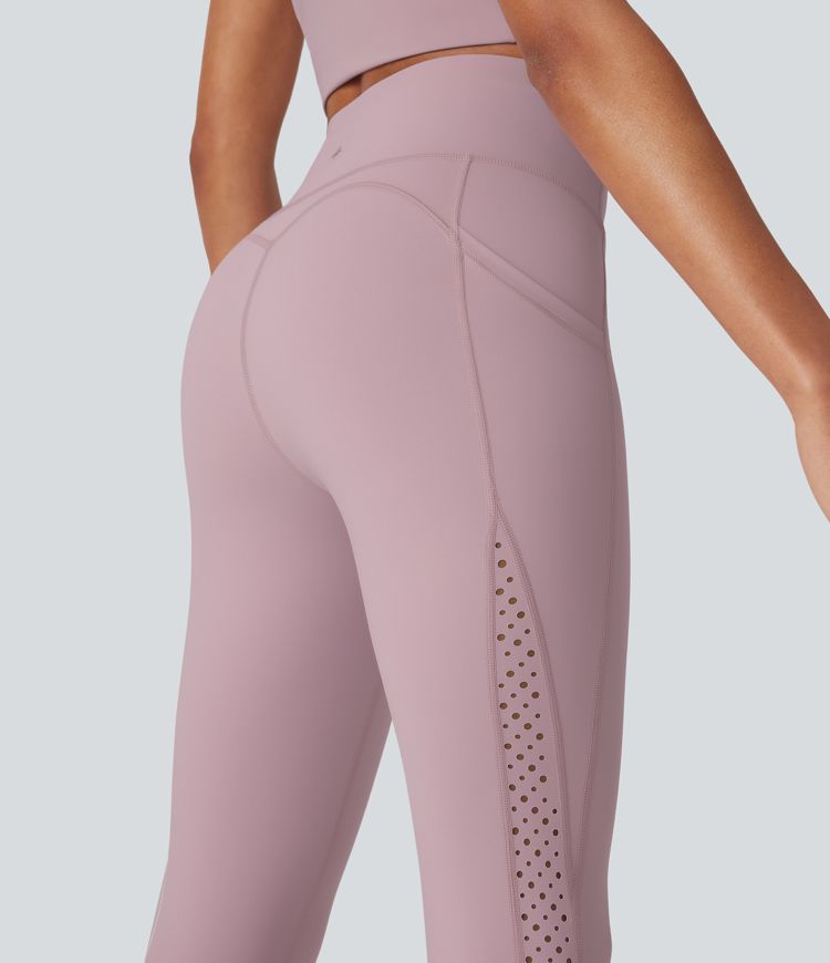 Halara UltraSculpt™ - Perforierte Yoga-Leggings mit hohem Bund, Seitentaschen, Bauchkontrolle und Cool-Touch - schnelltrocknend, UPF50+