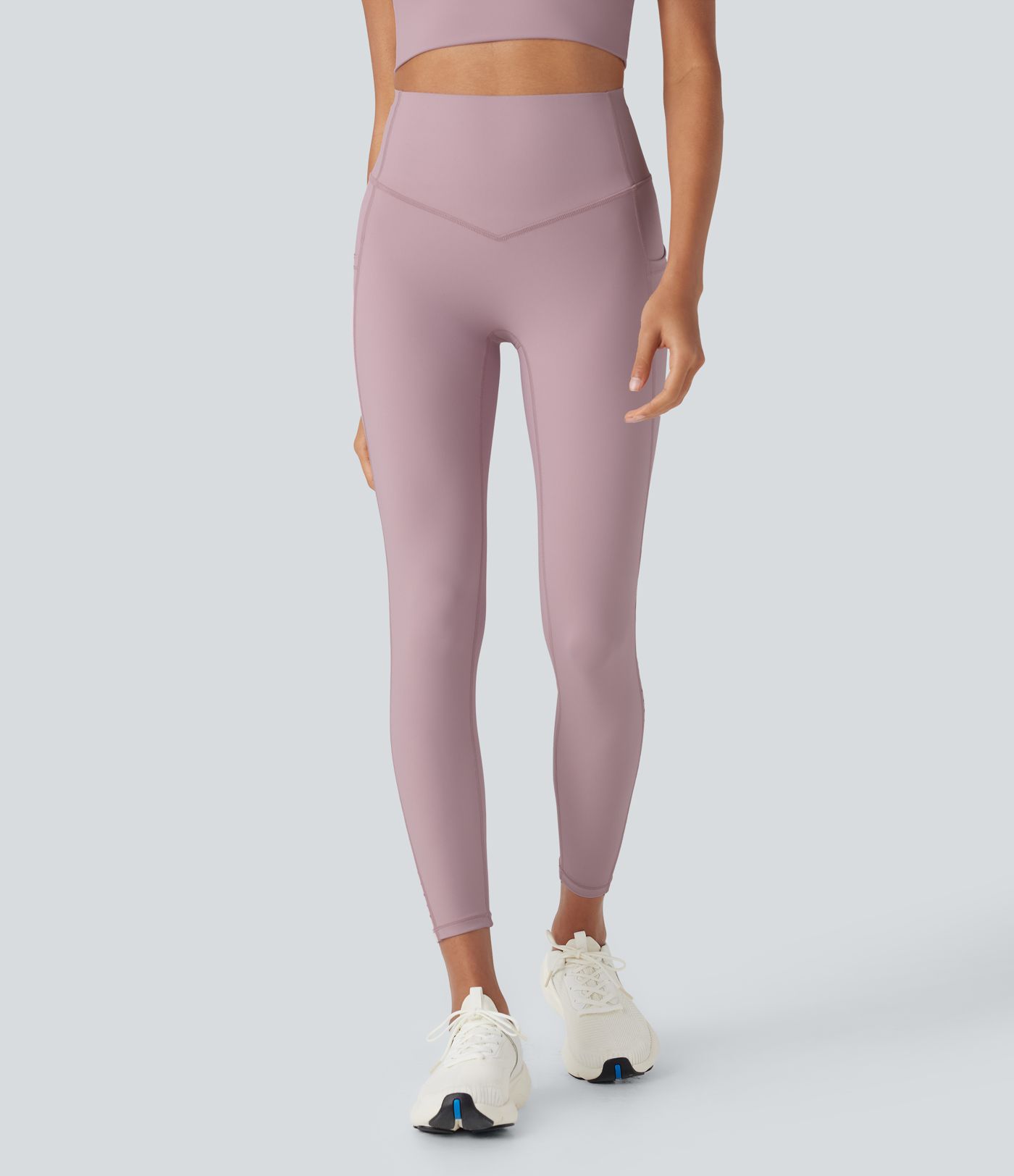 Halara UltraSculpt™ - Perforierte Yoga-Leggings mit hohem Bund, Seitentaschen, Bauchkontrolle und Cool-Touch - schnelltrocknend, UPF50+